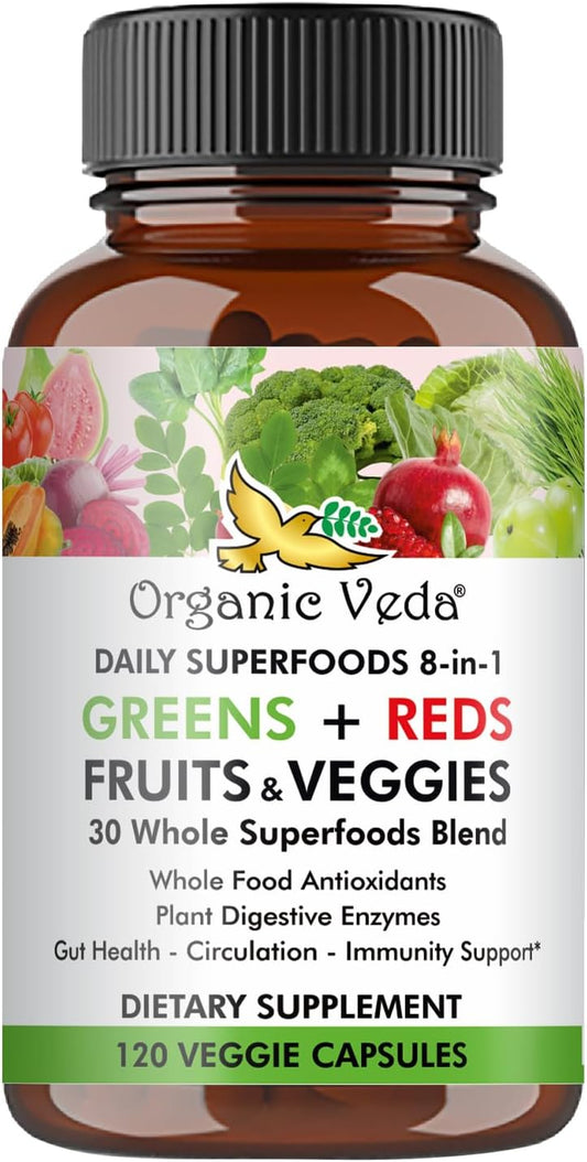 organic-veda-super-greens-reds-veggies-capsules---8-in-1-whole-food-supplement-with-papaya-spirulina-chlorella-moringa-beet-turmeric---120-vegan-capsules-1