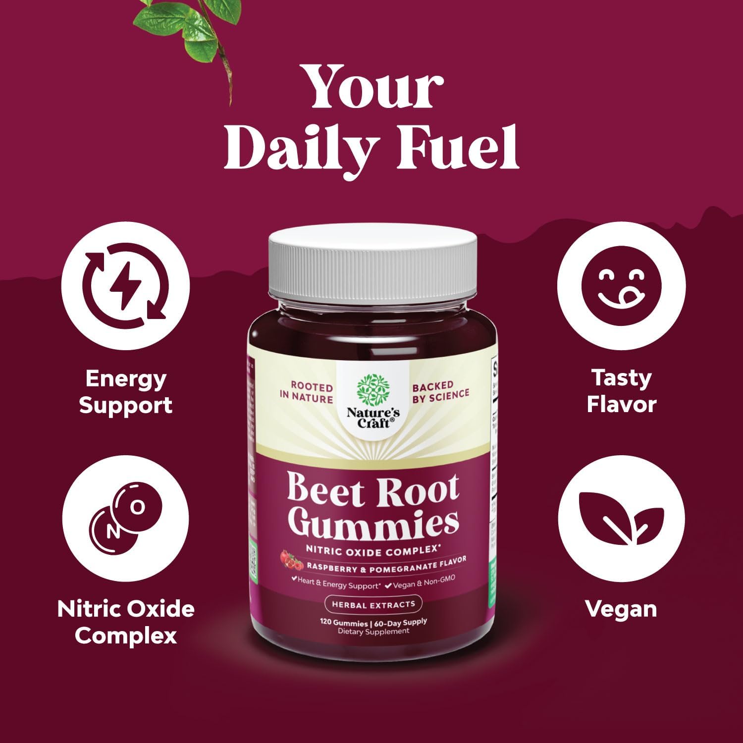 Boost Energy & Heart Health with Beet Root Gummies - Nitric Oxide Support for Adults with Grapeseed, Pomegranate & B12 - Vegan, Non-GMO & Gluten-Free - 2 Month Supply - Espot.com.au