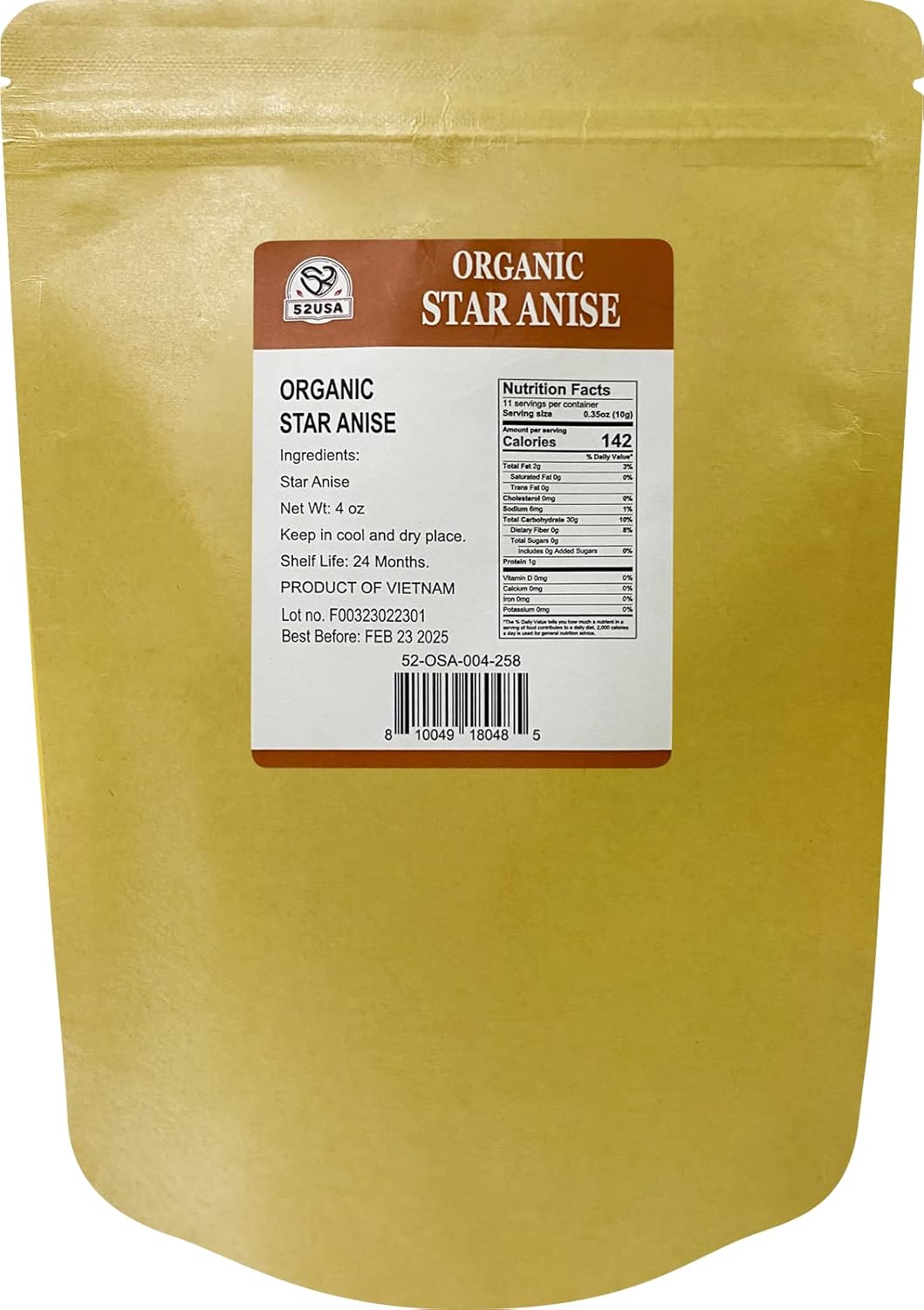 Organic Chinese Star Anise Whole Pods - 4 Ounce Pack - NON-GMO Verified - Ideal for Tea and Baking - Espot.com.au