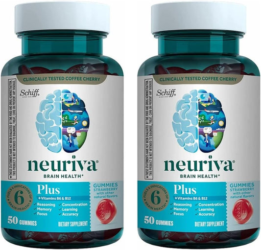 Neuriva Plus Brain Supplement Gummies with Nootropics for Memory, Focus & Cognitive Function - Strawberry Flavor - 100 Gummies - Espot.com.au