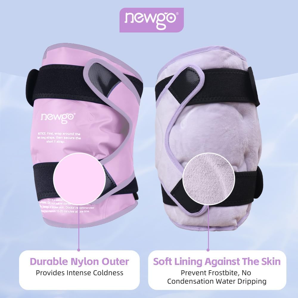 Reusable Gel Ice Pack Knee Wrap for Knee Injuries, Swelling - Purple - Ideal for Meniscus Tear, ACL, Knee Replacement Surgery - NEWGO - Espot.com.au