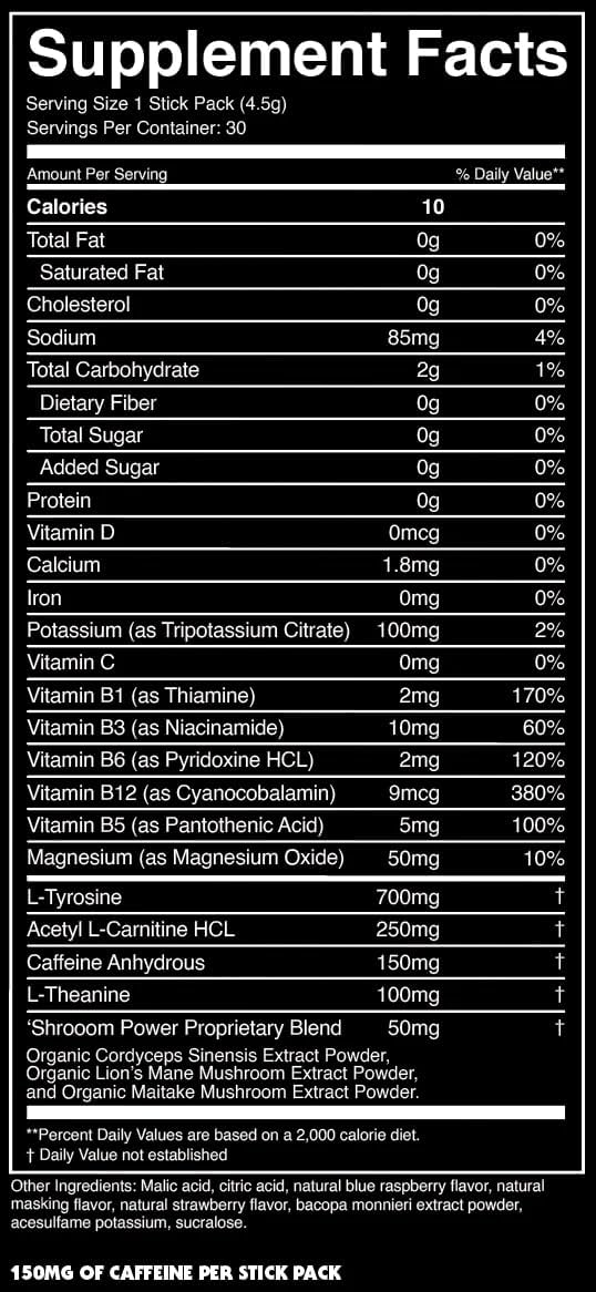 energy-boost-drink-mix-packets-with-clean-ingredients---30-pack-venom-berry-flavor---150mg-caffeine-hydration---nootropics-mushrooms-b-vitamins-electrolytes-included-5