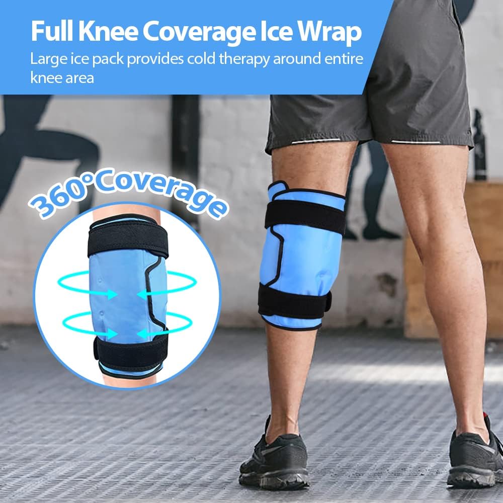Large Knee Ice Pack for Sports Injuries - Gel Wrap for Knee, Leg, Elbow - Pain Relief for Swelling, Arthritis, Meniscus Tear, ACL - Multifunctional Cold Therapy Pack - Espot.com.au