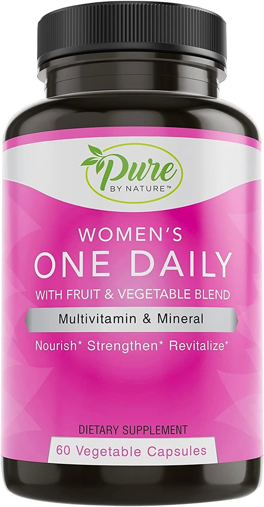 Pure By Nature Women's One-Daily Multivitamin - Immune Support, Non-GMO, Energy Boost - 60 Veggie Capsules - Espot.com.au