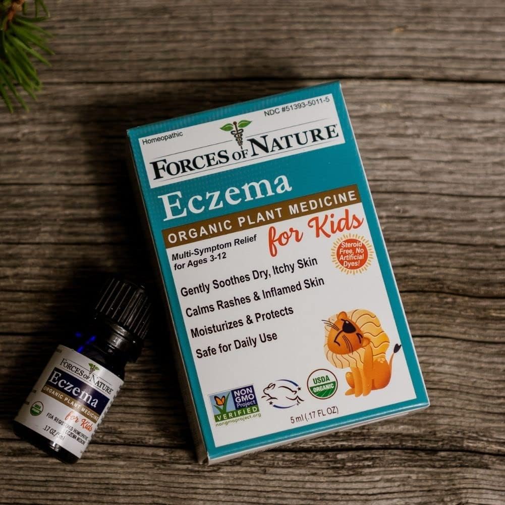 Organic Homeopathic Eczema Control for Kids, 0.17 Fl Oz - Soothing Treatment for Dry, Itchy Skin - Multi Symptom Relief, Steroid-Free Care from Forces of Nature - Espot.com.au