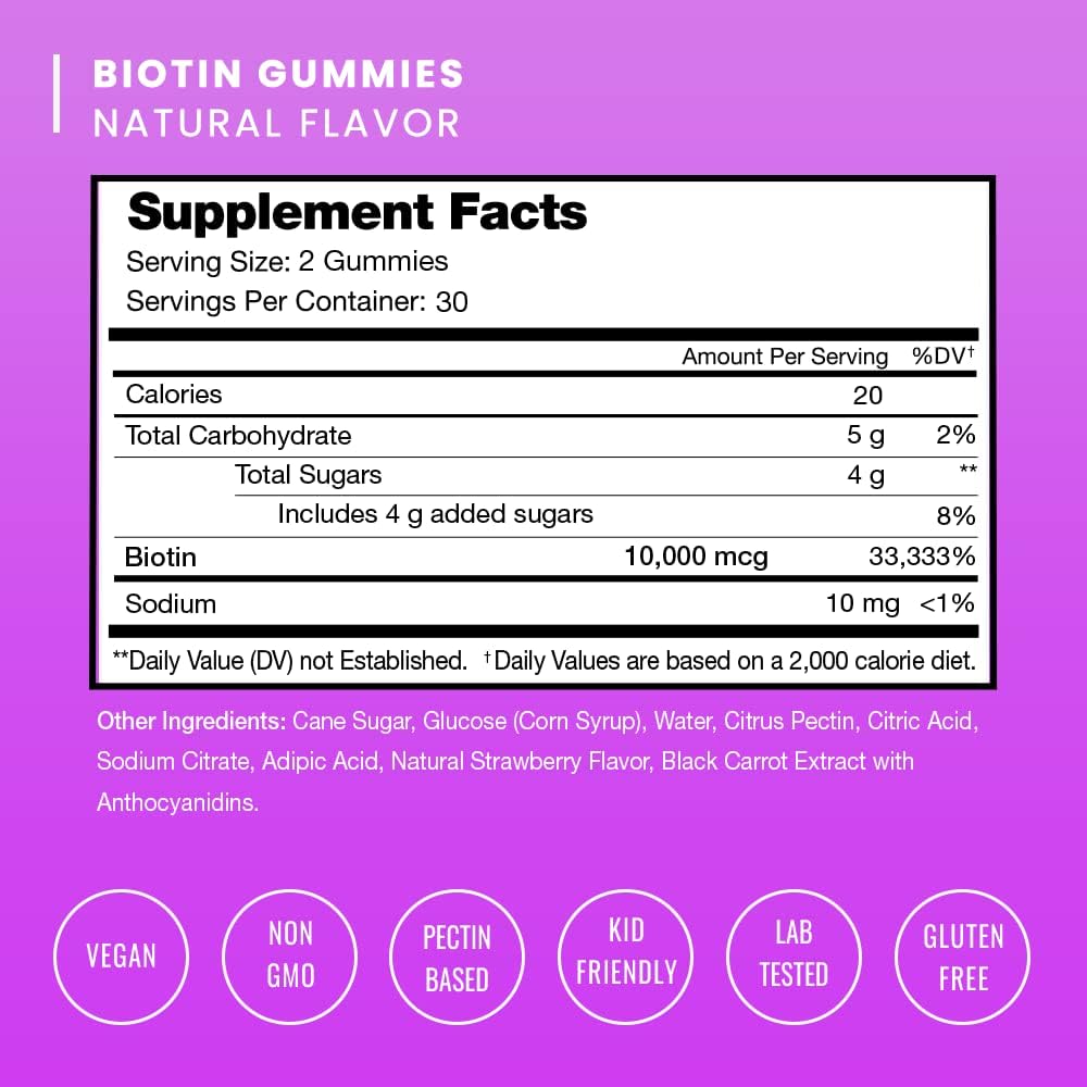 high-potency-nutrachamps-biotin-gummies-10000mcg-for-hair-skin-nails---hair-vitamins-for-women-men-kids---vegan-non-gmo-hair-health-supplement---5000mcg-per-gummy-2