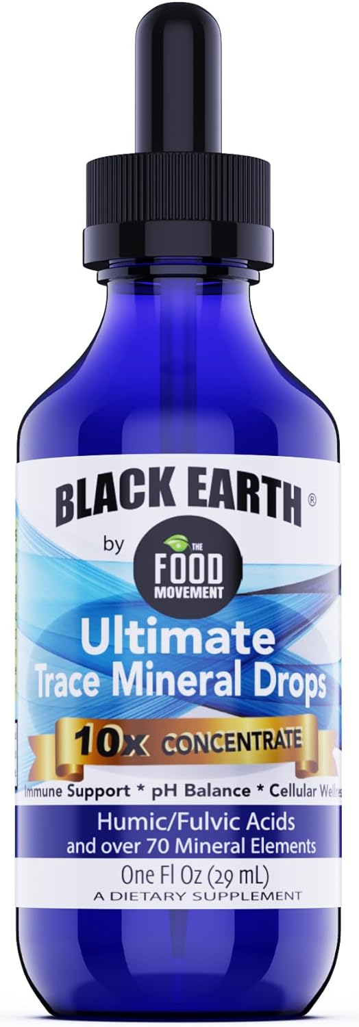 Black Earth Ultimate Trace Minerals 10x Strength - Fulvic & Humic Acid Supplement for Athletes - Non GMO Vegan Formula - 1oz Dropper - Espot.com.au