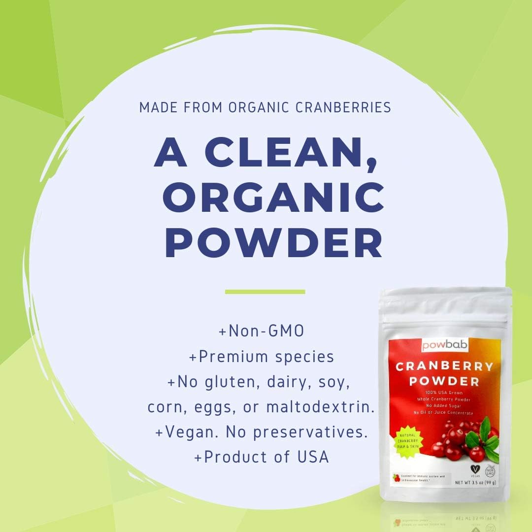 Organic USA Grown Cranberry Powder Supplement for Women's Urinary Tract Health - Unsweetened, No Added Sugar, Pure Fruit, Non-Freeze Dried (3.5 Oz) - Espot.com.au