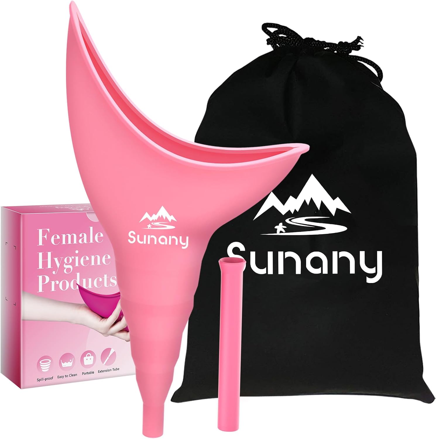 Portable Female Urinal with Silicone Funnel - Reusable, Standing Urinal for Women - Perfect for Camping, Travel, and Outdoor Activities - Pink - Espot.com.au