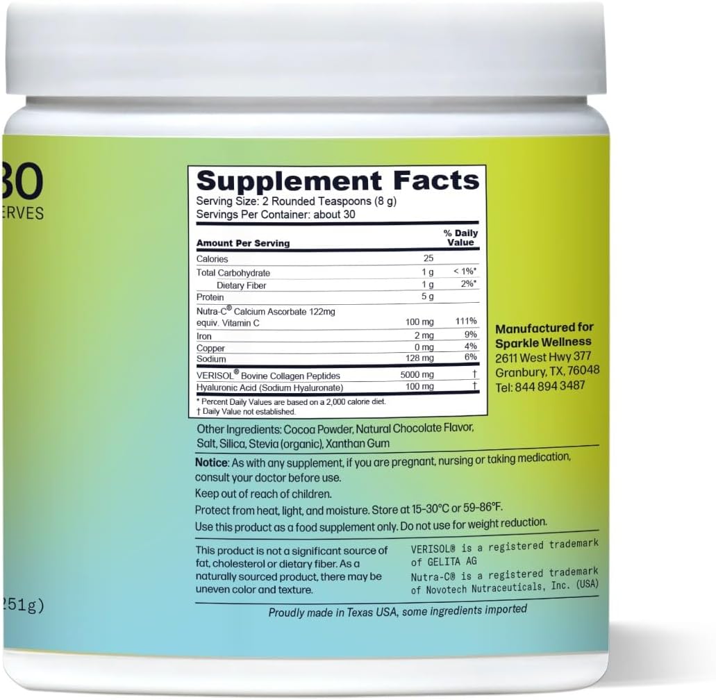 Skin Boost Plus Collagen Powder Supplement (Chocolate) [30 Servings] | Verisol Bioactive Hydrolyzed Collagen Peptides, Vitamin C, Hyaluronic Acid for Enhanced Skin Elasticity - Espot.com.au