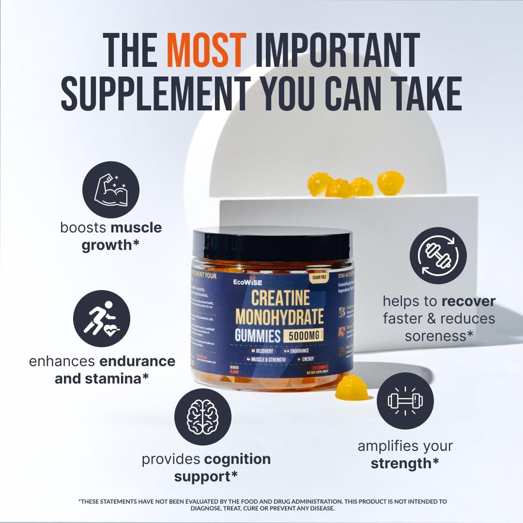 Mango & Strawberry Creatine Gummies Bundle - 240 Chewable Gummies with 5g Creatine Monohydrate Per Serving for Men & Women - Non-GMO, Vegan-Friendly, Convenient - Espot.com.au