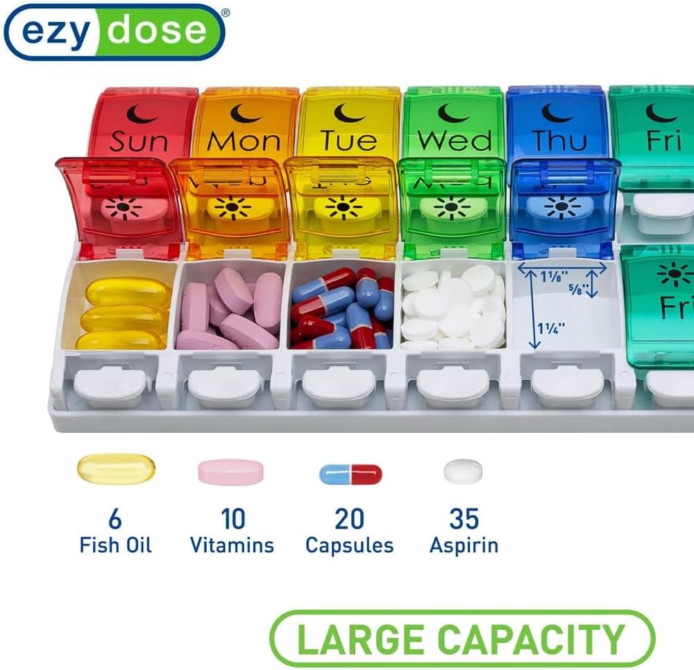 7-day-pill-organizer-with-removable-trays-large-compartments-easy-push-button-arthritis-friendly-rainbow-lids---bpa-free-2