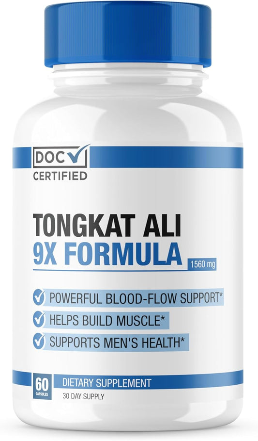 EPN Supplements 9-in-1 Tongkat Ali Capsules | Premium Certified Formula for Maximized Blood Flow, Mood, and Stamina | Potent Blend of 9 Ingredients | 3rd Party Tested, USA Made - 60 Capsules - Espot.com.au