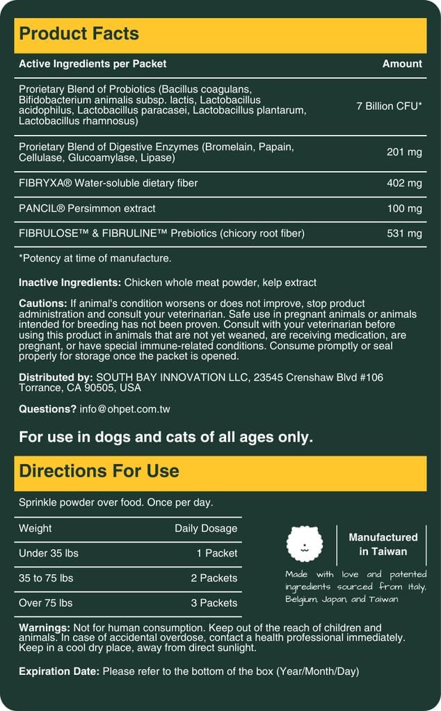 5-in-1-digestive-probiotics-powder-for-dogs-cats---chicken-flavor---7-billion-cfus-prebiotics-enzymes-fiber---30-packets-8