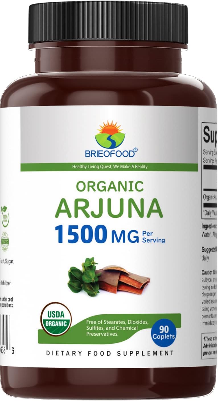 organic-arjuna-1500mg-vegetarian-tablets---45-servings-gluten-free---brieofood-90-tablet-bottle-2