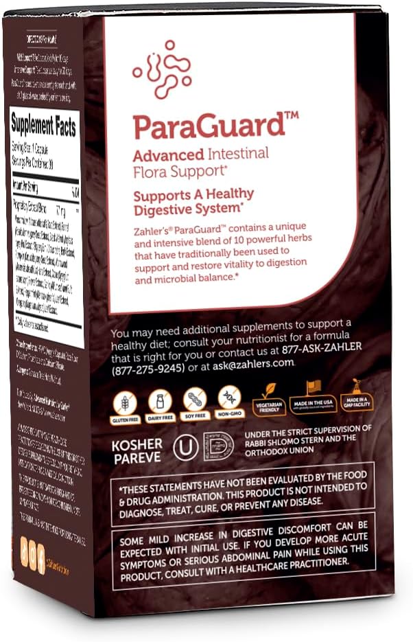 Zahler ParaGuard Capsules - Gut Health Supplement with Wormwood, Garlic, Pumpkin Seed, Clove - Natural Support for Humans - Certified Kosher - 30 Count - Espot.com.au