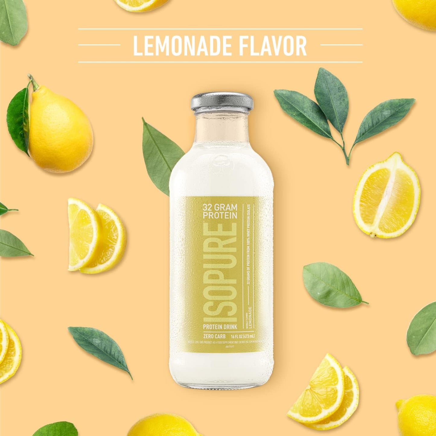 Isopure Zero Carb Lemonade Whey Protein Isolate Drink, 32g Protein, Ready-to-Drink, 16 Fl Oz (12 Bottles) - Espot.com.au