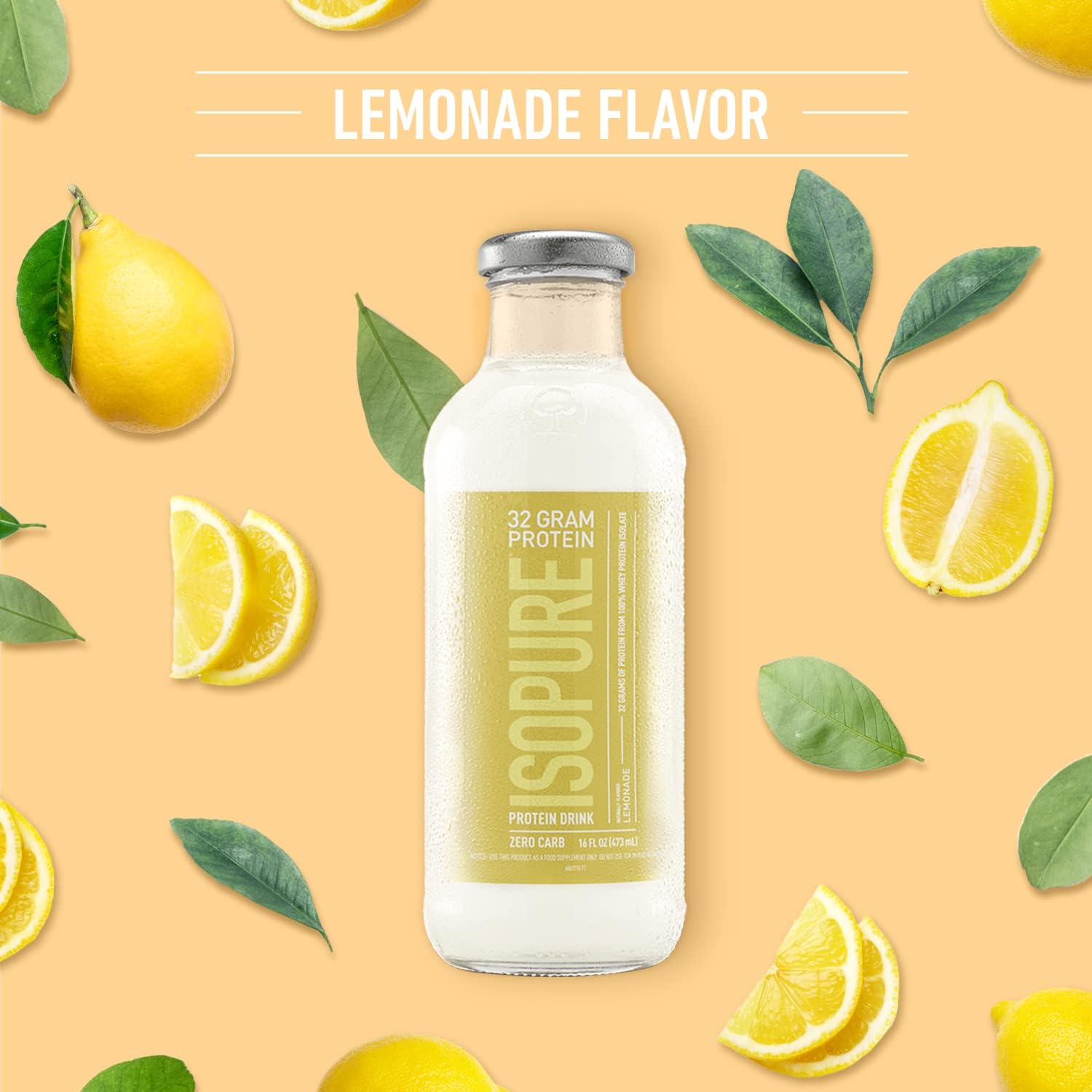 Isopure Zero Carb Lemonade Whey Protein Isolate Drink, 32g Protein, Ready-to-Drink, 16 Fl Oz (12 Bottles) - Espot.com.au