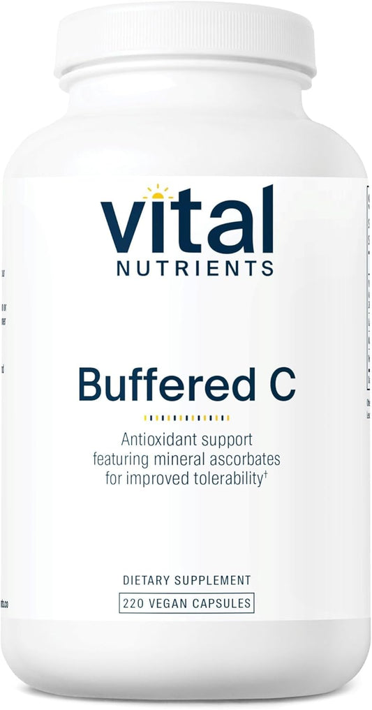 Gentle Buffered Vitamin C 500mg Capsules for Sensitive Individuals | Vegan Immune Support Supplement | Non-GMO, Gluten, Dairy, Soy Free | 220 Count - Espot.com.au