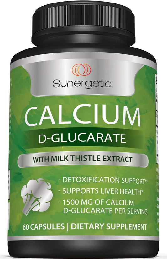 Premium Calcium D-Glucarate Supplement with Milk Thistle Extract - Liver & Detox Support - 500mg Per Serving - 60 Capsules - Espot.com.au