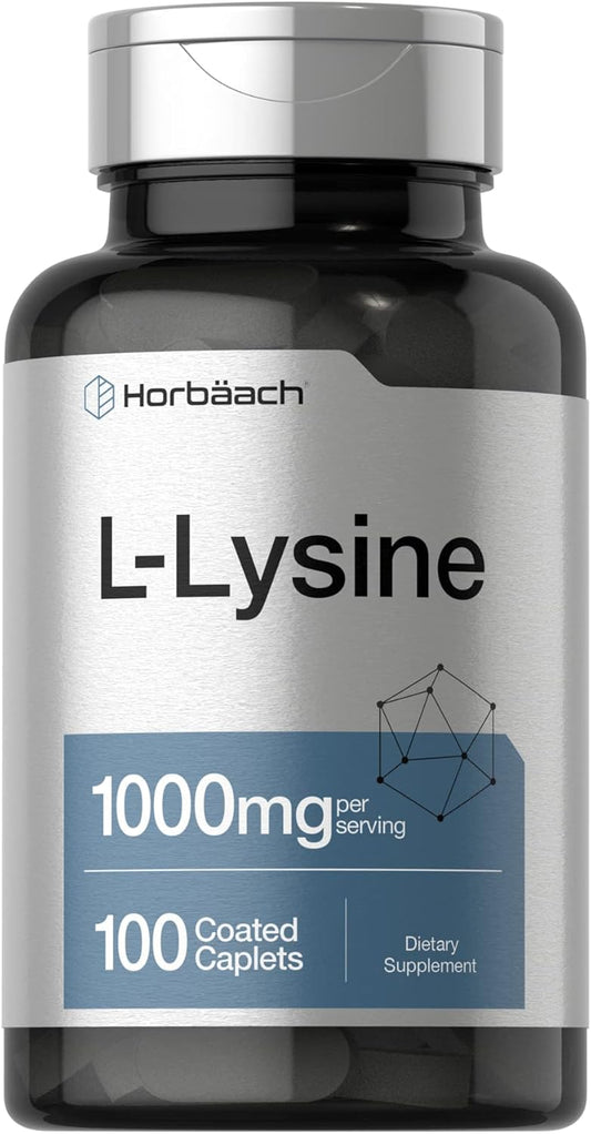 100-coated-caplets-of-horbach-l-lysine-1000mg---free-form-essential-amino-acid-supplement---vegetarian-non-gmo-gluten-free-1