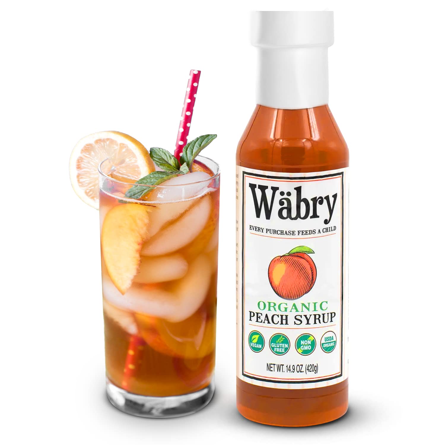 organic-peach-syrup-149oz---natural-fruit-syrups-for-drinks-pancakes-tea-ice-cream---vegan-non-gmo-snow-cone-syrup-2