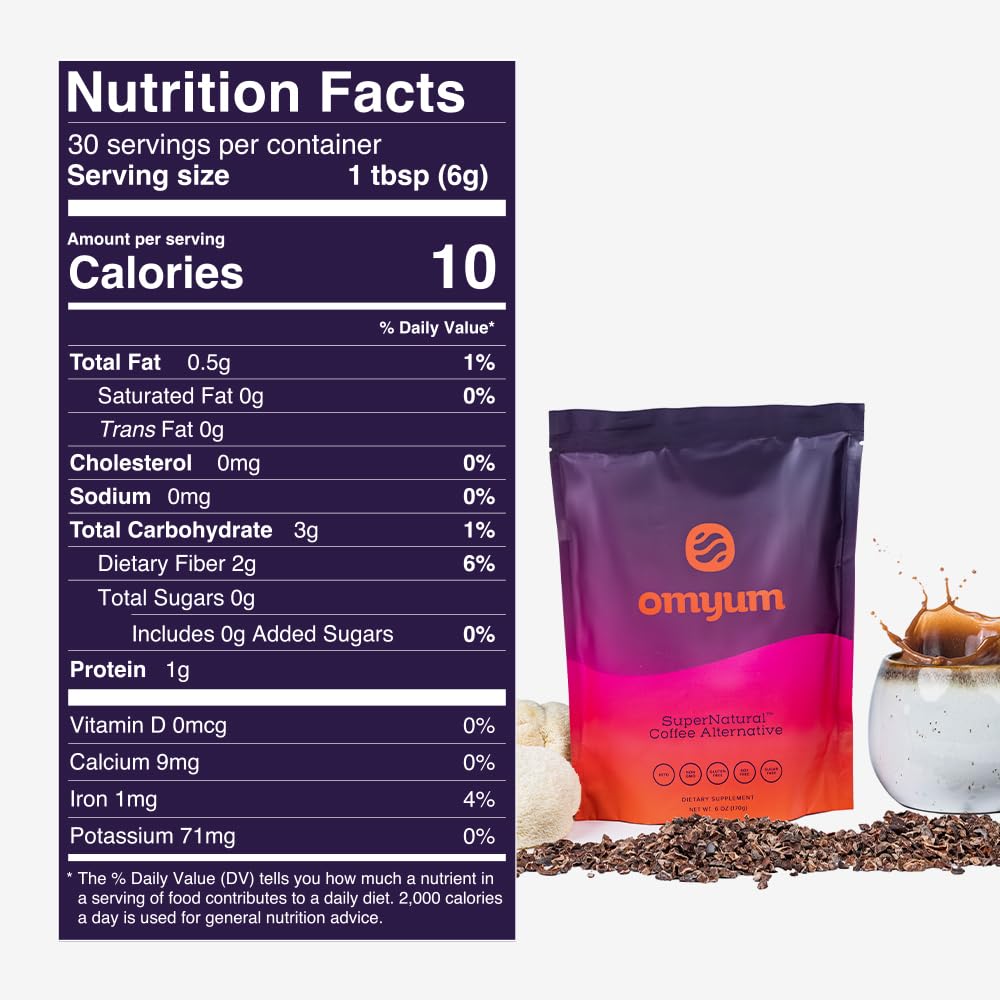 Organic Mushroom Blend Coffee Alternative - Superfood Adaptogens with Cacao, Lion’s Mane, Reishi, Cordyceps, Ashwagandha & L-Theanine for Calm Energy, Focus & Gut Health (30 Servings) - Espot.com.au