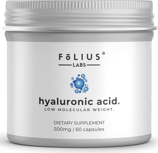 High Purity Hyaluronic Acid Capsules - 500mg Sodium Hyaluronate - Purified & Bioavailable - Low Molecular Weight - Non-GMO - 60 Capsules - Espot.com.au