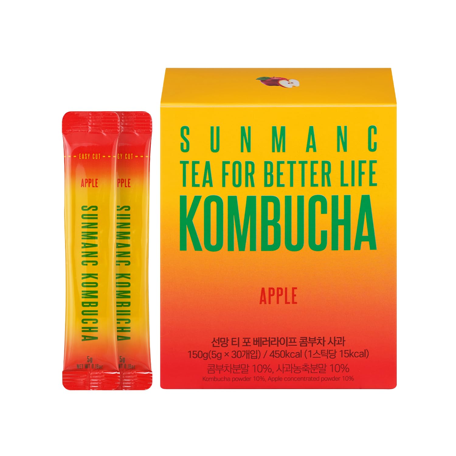 30-packets-of-sunmanc-kombucha-apple-flavored-tea-powder-mix---sparkling-probiotic-fermented-drink-with-0g-sugar-and-low-calories-1