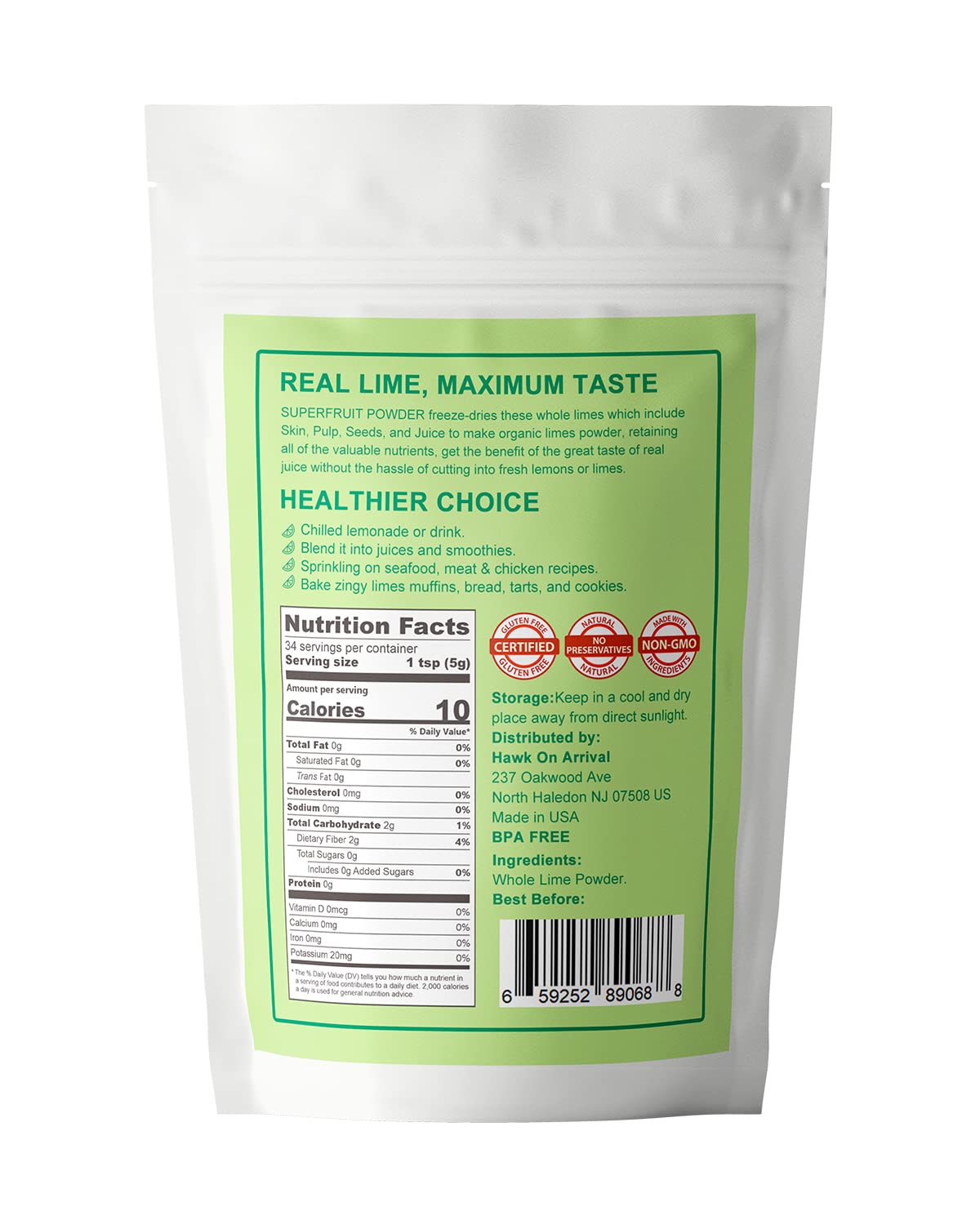Freeze Dried Lime Powder for Cocktails, Drinks, Smoothies & Cooking - 7.06 Oz - Espot.com.au