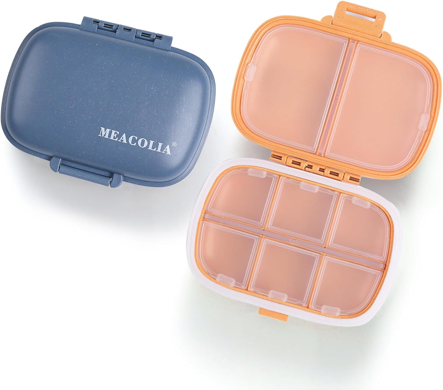 travel-pill-organizer-box-with-8-compartments---2-pack-moisture-proof-small-pill-case-for-daily-medication-and-vitamins---dark-blue-yellow---pocket-size-purse-holder-container-1