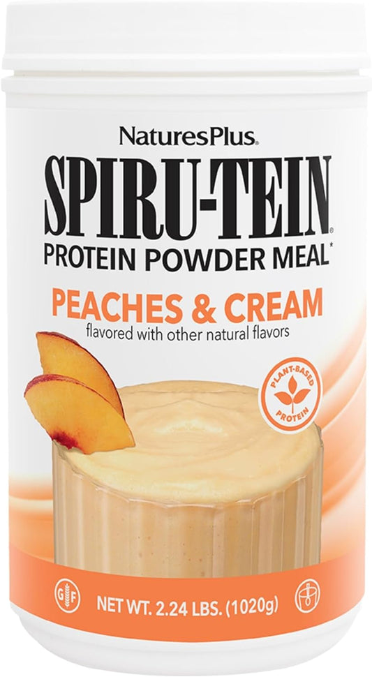 plant-based-peaches-cream-protein-powder-224-lb-for-energy---vegetarian-gluten-free---natures-plus-spiru-tein---includes-vitamins-minerals---30-servings-1