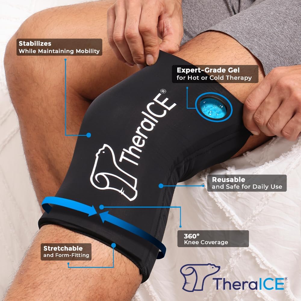 large-theraice-knee-ice-pack-wrap-compression-sleeve---reusable-gel-cold-packs-brace-for-injuries-elbow-ankle-calf---flexible-cold-wrap-recovery-for-meniscus-acl-mcl-pain-relief-2