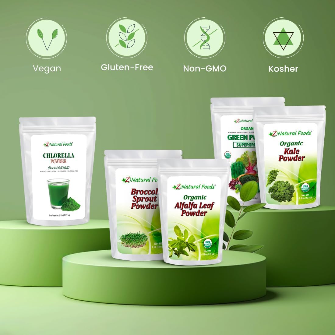 Raw Vegan Gluten-Free Organic Greens Superfood Powder Blend - Barley Grass, Wheatgrass, Spirulina, Spinach, Broccoli, Alfalfa Leaf, Beet Root, Tomato, Dulse & Moringa - 5lbs Pack - Espot.com.au