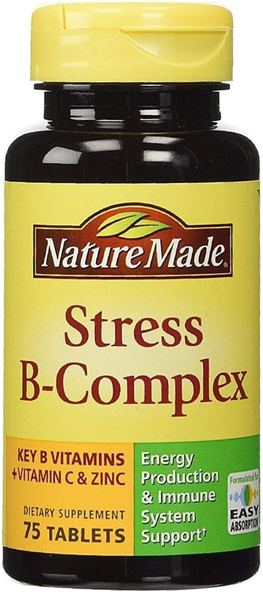 Pack of 6 Nature Made Stress B-Complex Dietary Supplement Tablets with Vitamin C & Zinc, 75 Tablets Each - Espot.com.au