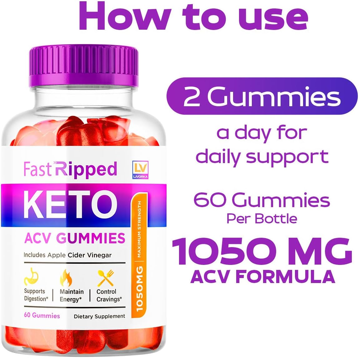 Fast Ripped Keto ACV Gummies - Advanced Weight Loss Supplement with 1050 MG - 1 Month Supply - Espot.com.au