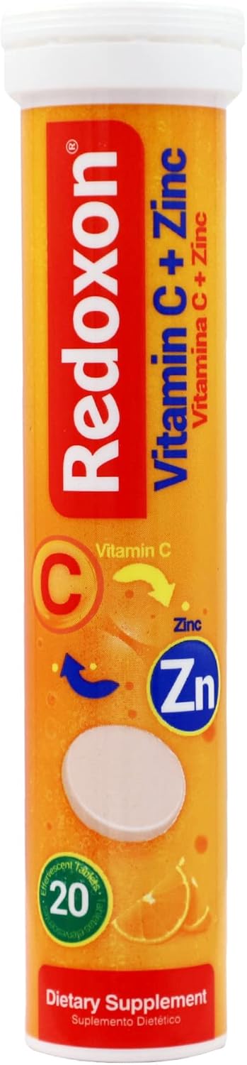 Redoxon Vitamin C + Zinc Effervescent Tablets - Immune System Support - Orange Flavor - 20 Tablets - 2.82 Oz Box - Espot.com.au
