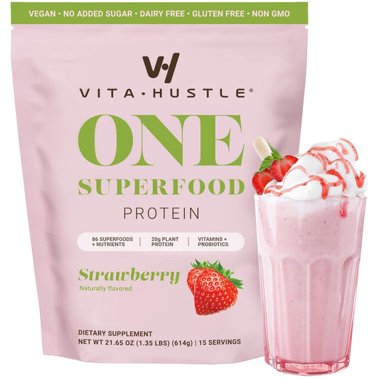 vitahustle-one-strawberry-superfood-shake-plant-based-protein-powder-with-86-superfoods-vitamins-minerals-ashwagandha-adaptogens---15-servings-vegan-founded-by-kevin-hart-1