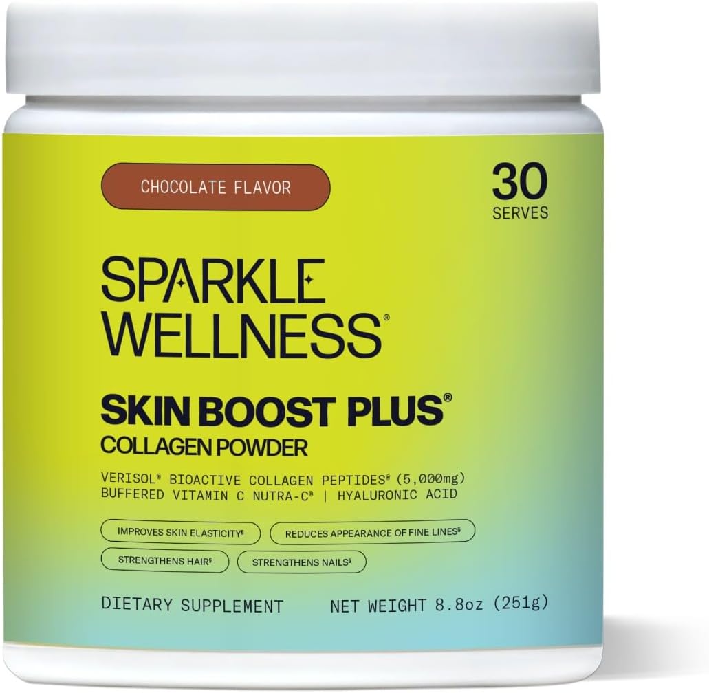 Skin Boost Plus Collagen Powder Supplement (Chocolate) [30 Servings] | Verisol Bioactive Hydrolyzed Collagen Peptides, Vitamin C, Hyaluronic Acid for Enhanced Skin Elasticity - Espot.com.au