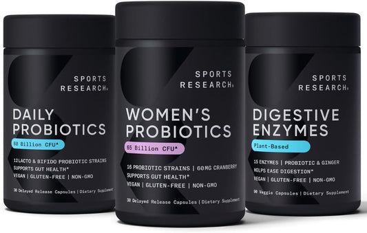 Vegan Probiotic Bundle: Daily Digestive Support with Enzymes & Ginger, Women's Probiotics with Prebiotics - 125 Billion CFU in Total - Espot.com.au