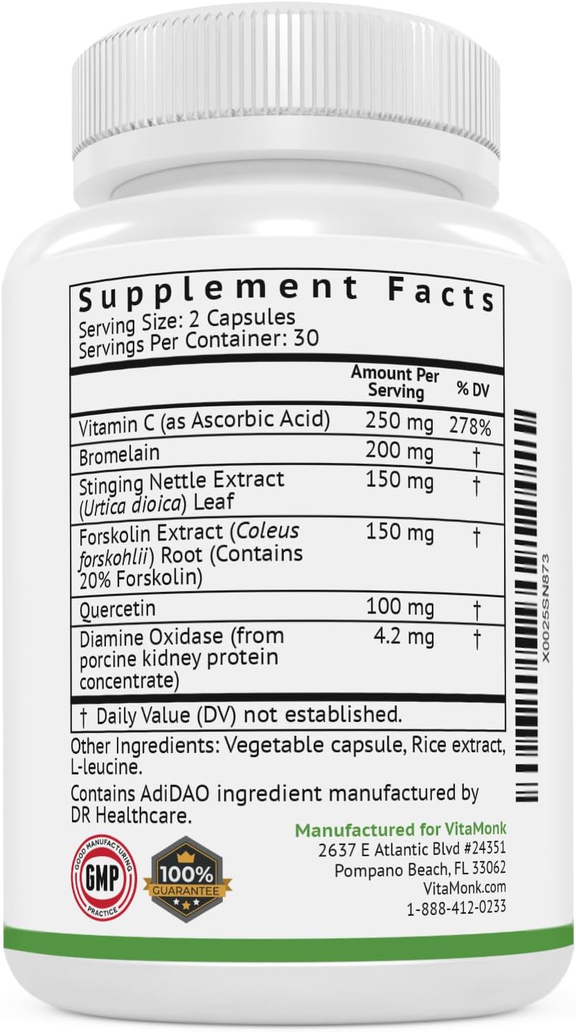 HistaResist Histamine Intolerance Supplement with Optimal DAO Enzyme Dose - 60 Capsules - Espot.com.au