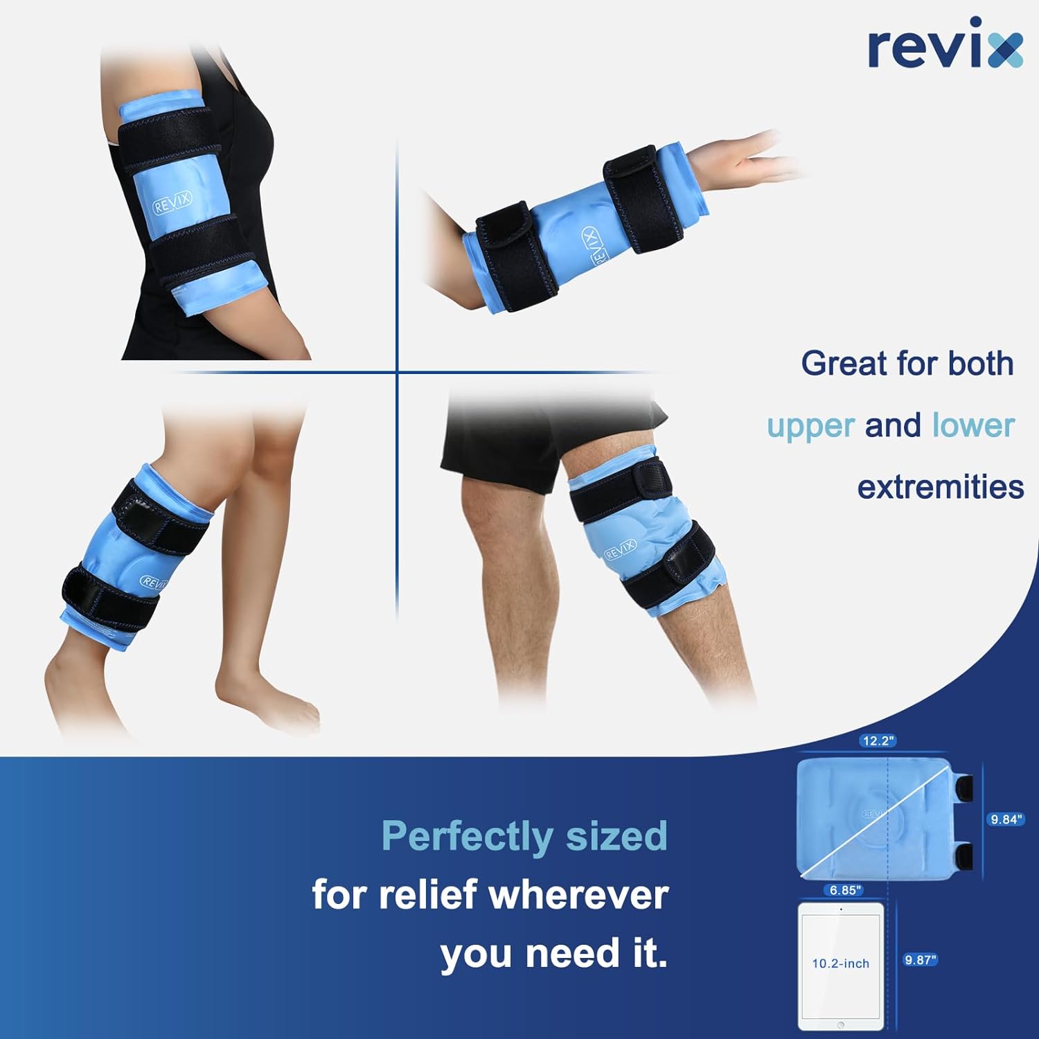 reusable-gel-ice-wrap-for-knee-pain-relief---cold-compress-therapy-for-leg-injuries-swelling-arthritis-meniscus-tear-acl---ideal-for-knee-replacement-surgery---revix-blue-5