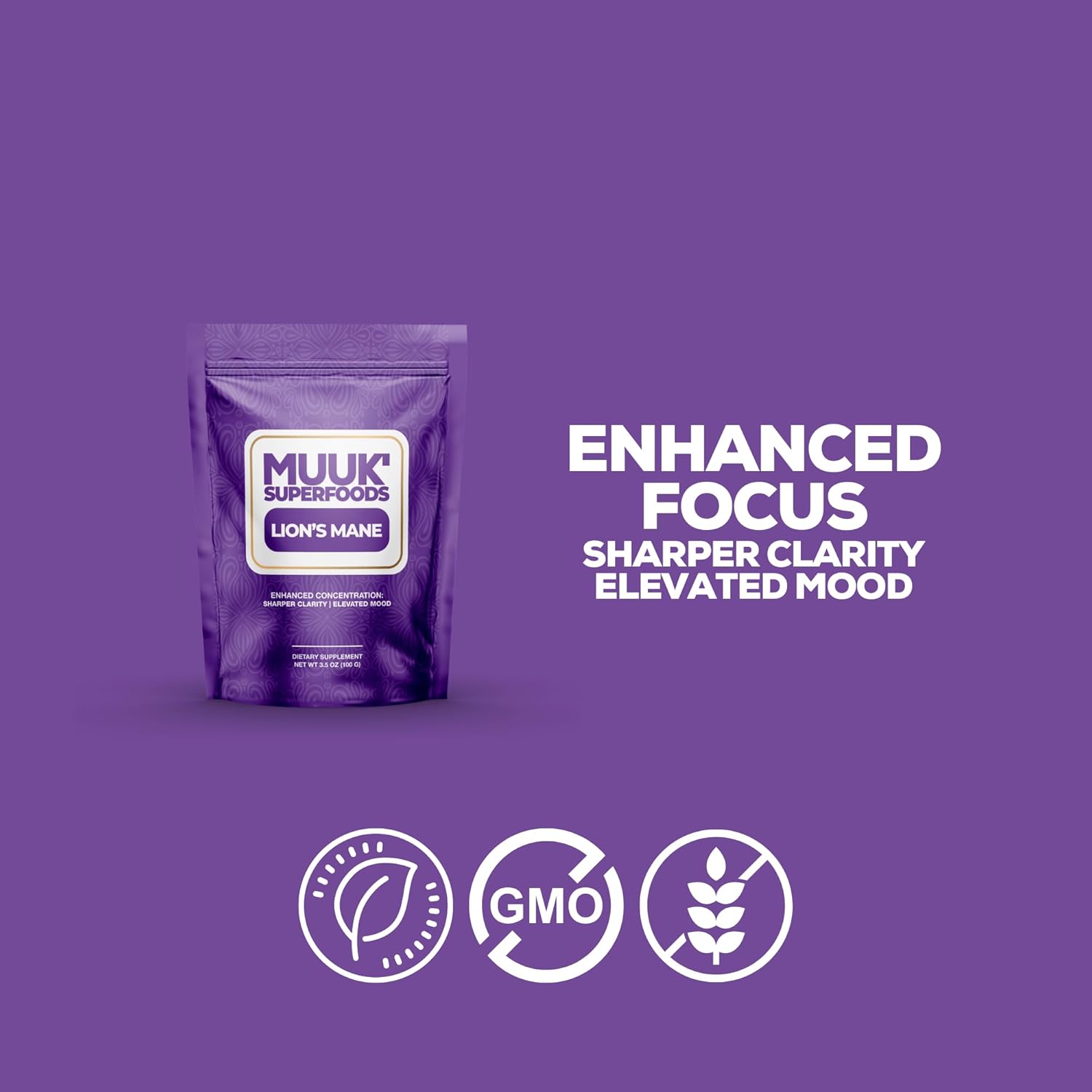 Organic Lion's Mane Mushroom Powder by MUUK' SUPERFOODS - Premium Quality Supplement for Cognitive Health and Immune Support - Espot.com.au