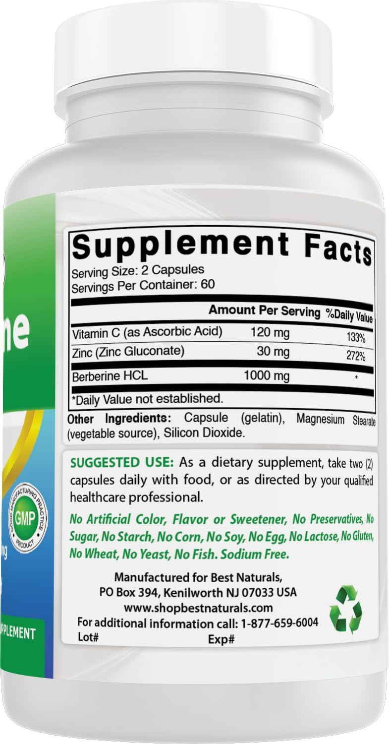 Natural Berberine Plus 1000mg - 240 Capsules for Blood Sugar Support & Heart Health - Twin Pack of 120 Count Bottles - Espot.com.au