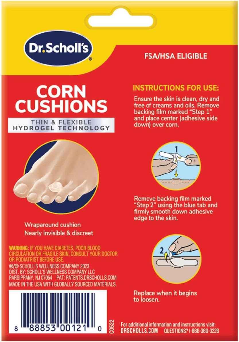 Dr. Scholl's Corn Cushion 6ct with Hydrogel Technology - Pain Relief from Shoe Pressure and Friction, Fits Any Shoe - Espot.com.au