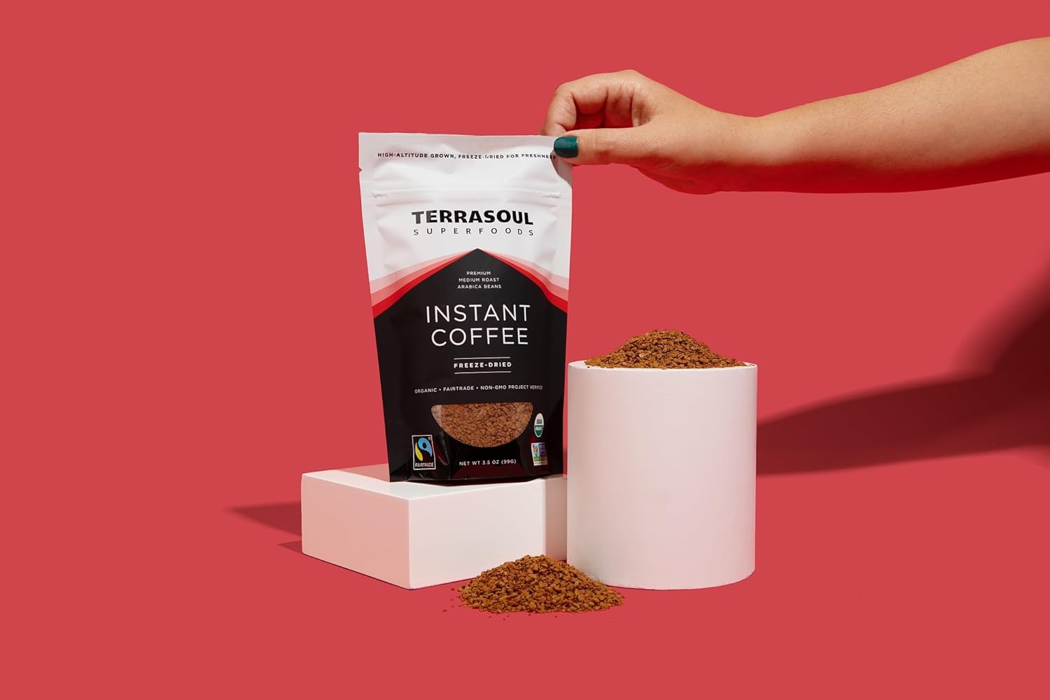 Terrasoul Superfoods Organic Freeze-Dried Instant Coffee - 3.5 oz - Fairtrade Arabica Beans - Medium Roast with Fresh Taste - Espot.com.au