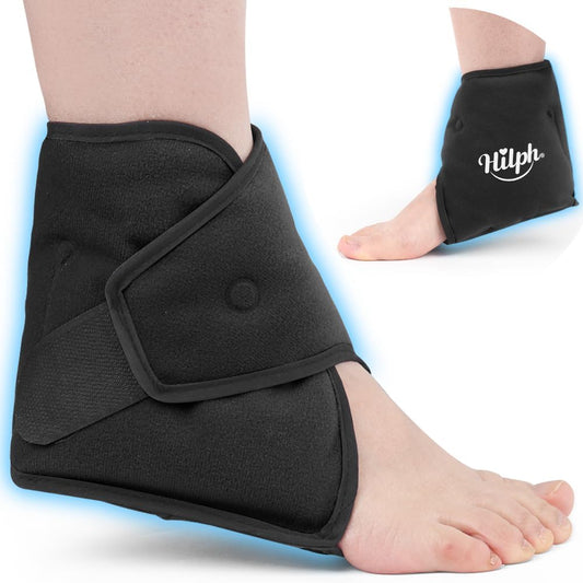 Reusable Gel Ice Pack Ankle Wrap for Injuries - Hot Cold Therapy for Sprained Ankle, Swelling, Bruises - Hilph Ankle Ice Pack (Black) - Espot.com.au