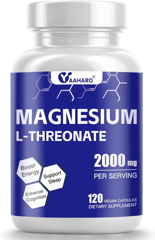 High Absorption Magnesium Threonate Capsules for Sleep, Cognition, and Energy - 40 Days Supply - 2000mg Magnesium L-Threonate - Non-GMO, Gluten Free, Vegetarian - YAAHARO - Espot.com.au