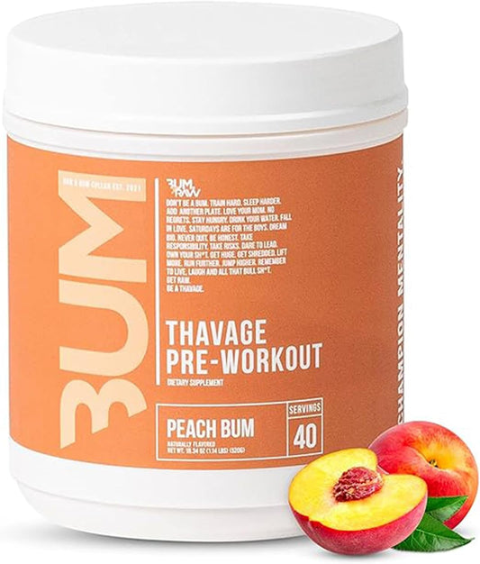 Thavage Pre Workout - Peach Bum Chris Bumstead Formula for Men & Women, Sports Nutrition Energy Powder 40 Servings, 17.6 oz - Espot.com.au