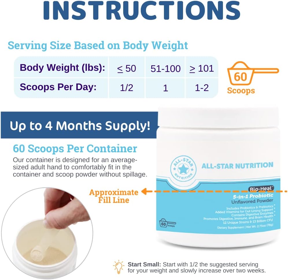 5-in-1-all-star-nutrition-bio-heal-probiotic-powder-for-kids-men-women---supports-brain-function-gut-health-constipation---fortified-with-vitamins-minerals-prebiotics---shelf-stable-4